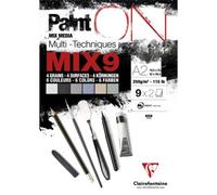Lot de 2 Bloc encollé de 18 feuilles de papiers Paint ON Mix Media Assortis (9), 250 g/m², A2