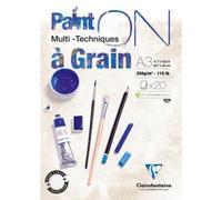 Lot de 2 Bloc encollé de 20 feuilles de papier Paint ON Mix Media à Grain, 250 g/m², A3