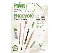 Lot de 2 Bloc encollé de 30 feuilles de papier Paint ON Mix Media Recyclé, 250 g/m², A3