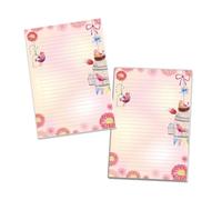 Lot de 2 blocs à lettres - Cahier d'école - Papier à lettre pour garçons et filles - Motif oiseaux et fleurs (2 blocs A4 de 25 feuilles chacun)
