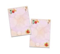 Lot de 2 blocs à lettres - Cahier scolaire - Papier à lettre pour garçons et filles - Animaux - Chevreuil - Fleurs violettes (2 blocs A4 de 25 feuilles chacun)