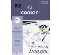 Lot de 2 blocs collés, A1, 50 feuilles, Canson Mix Media Imagine, Grain fin 200 g