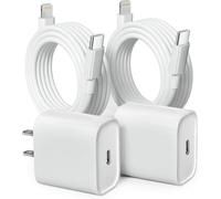 Lot de 2 blocs de charge rapide PD USB C 20 W pour iPhone, lot de 2 blocs de chargeur mural de type C avec câble USB C vers Lightning de 1,8 m, compatible avec iPhone 14/14 Pro Max/13 Pro/13/12 Mini