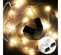 Lot de 2 blocs de construction lumineux LED blanc chaud - Fonctionne avec piles - Longueur de câble de 95 cm - Mini briques de construction DIY - Compatible avec Lego et autres briques de marque