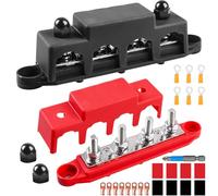 Lot de 2 blocs de distribution - 12 V-48 V CC - 250 A - BusBar - Avec 4 boulons de serrage M8 - Module haute performance - Avec couvercle - Pour voiture, marine, système de batterie