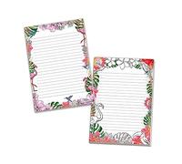 Lot de 2 blocs de papier à lettre ligné pour filles enfants école tropiques flamant rose (1 bloc coloré et 1 bloc à colorier A4 de 25 feuilles)