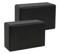 Lot de 2 blocs de yoga en mousse EVA haute densité antidérapants légers pour Pilates, méditation et étirements profonds, accessoires de fitness (noir)