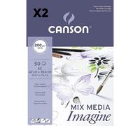 Lot de 2 blocs encollés, A2, 50 feuilles, Canson Mix Media Imagine, Grain fin 200 g