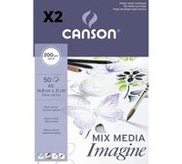 Lot de 2 blocs encollés, A5, 50 feuilles, Canson Mix Media Imagine, Grain fin 200 g