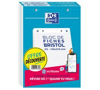 Lot de 2 blocs fiches bristol A5 perforées Oxford 148 x 210 mm