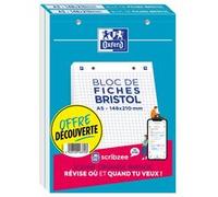 Lot de 2 blocs fiches bristol A5 perforées Oxford 148 x 210 mm Multicolore G