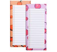 Lot de 2 blocs magnétiques de liste de courses pour réfrigérateur, 100 feuilles détachables, liste de courses, motif fruits pour réfrigérateur, listes de courses magnétiques (orange + grenade)