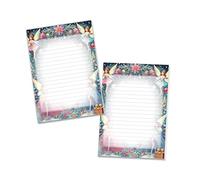 Lot de 2 blocs-notes colorés en papier à motif - Blocs de notes avec lignes - Cadeau de Noël pour enfants, garçons, filles, école (2 blocs A5 de 25 feuilles chacun)