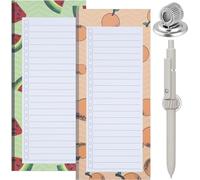 Lot de 2 blocs-notes magnétiques pour liste de courses et 1 clip magnétique pour stylo 100 feuilles détachables pour liste d'épicerie magnétique pour réfrigérateur