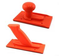 Lot de 2 blocs poussoirs de sécurité pour le travail du bois avec poignée ergonomique et base antidérapante pour scie à table, raboteuse, défonceuse, orange, rouge, jaune (orange)