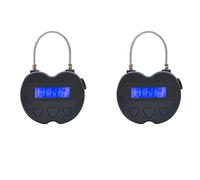 Lot de 2 bloqueurs de temps intelligents avec écran LCD avec minuterie temporaire rechargeable USB Minuterie électronique de voyage Noir
