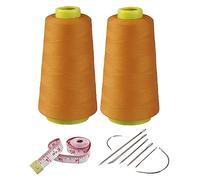 Lot de 2 bobines de fil à coudre en polyester curcuma, 2744 m par bobine, 40 s/2 fils de connexion tout usage pour travaux de réparation de machine à coudre et à la main