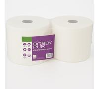 Lot de 2 Bobines Essuie-Mains 1500m - Pure Ouate Blanchie Écolabel - 2 Plis Haute Absorption - Usage Maison, Atelier, Collectivités, Cuisine, Garage