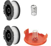 Lot de 2 bobines et fil pour débroussailleuse électrique,compatible avec Black Decker,remplace AF-100 ST5530-GB GLC3630L20-GB STC1820PC-GB BESTA530-GB BESTA525-GB (avec 1 capuchon,1 ressort