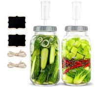 Lot de 2 bocaux de fermentation de 2 l - Avec joint à air - Pour kimchi, choucroute, kombucha, levain, kéfir - Avec couvercle