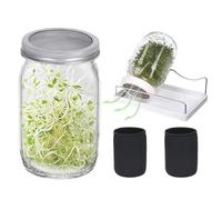 Lot de 2 bocaux de germination de en verre germé | Rangement et organisation de la cuisine, bocaux de germination à large ouverture avec couvercles de germination, manchons occultants et