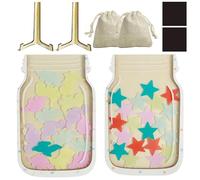 Lot de 2 bocaux de récompense avec 25 étoiles et dinosaures, pot de récompense personnalisé avec support et sacs en tissu, système de récompense magnétique en forme d'étoile, tableau de récompense