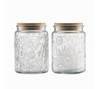 Lot de 2 bocaux en verre vintage de 70 ml avec couvercles, bocaux à sucre pour la maison, la cuisine, le garde-manger, joli pot (marguerite et tournesol)