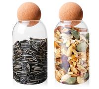 Lot de 2 Bocaux Rangement Cuisine, 800ml Bocaux en Verre Hermétique, Bocal Hermetique, Bocaux de Stockage en Verre, Pot en Verre Avec Bouchon, Boîtes de Conservation pour Café, Biscuits, Bonbons