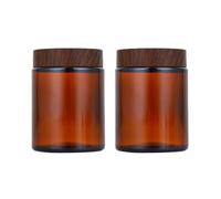 Lot de 2 bocaux vides en verre ambré de 150 ml avec couvercle à grain noir et doublure intérieure rechargeables pour maquillage, masque, crème, baume, lotion, fabrication de bougies