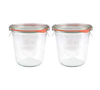 Lot de 2 bocaux WECK 742 580 ml avec couvercles en verre, joints et pinces pour pâte à soudure, conservation, conservation, conservation, yaourt, kimchi, confiture