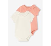 Lot de 2 bodies bébé naissance col fantaisie manches courtes corail 3M(60CM)
