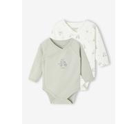 Lot de 2 bodies bébé ouverture naissance manches longues vert d'eau NAISSANCE(50CM)