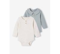 Lot de 2 Bodies naissance col officier et col tunisien beige chiné 18M(81CM)