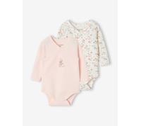 Lot de 2 bodies naissance manches longues rose pâle 12M(74CM)