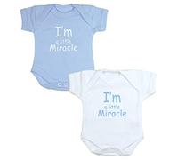 Lot de 2 bodies pour bébé prématuré avec inscription « I'm a Little Miracle » Rose ou bleu 0,7 à 3,4 kg, bleu, 38-44