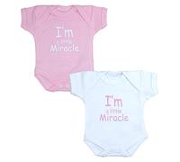 Lot de 2 bodies pour bébé prématuré avec inscription « I'm a Little Miracle » Rose ou bleu 0,7 à 3,4 kg, rose, 32-38