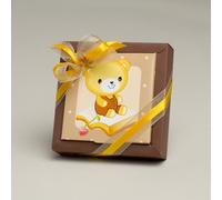 Lot de 2 Boîte à dragées THEME OURSON LIVRE - DOUDOU - ORANGE MARRON pour bapteme mariage communion - NINA GM - Ballotin dragées moderne et design