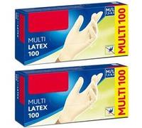 Lot de 2 boîte de 100 gant jetable multiusage en latex naturel non poudré, gant multilatex - taille 7.5 - 8.5 M/L -JUANIO- G
