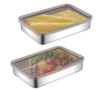 Lot de 2 Boite Rangement Fromage Frigo, Boite Rangement Frigo avec Couvercle, Boite Conservation Alimentaire Jambon, pour Conserver Charcuterie, Fromage, Saucisse, Bacon, Saumon Fumé, etc. (02)