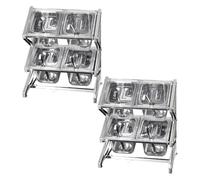 Lot de 2 boîtes à assaisonnement transparentes à 2 rangées avec cuillère et couvercle - Organiseur idéal pour garniture de pizza et support de rangement de comptoir - Argent, 64,5 x 22,6 x 43,2 cm