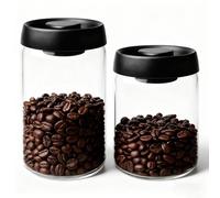 Lot de 2 boîtes à café avec couvercle sous vide - En verre - 1200 ml + 1800 ml - Pour la cuisine et les stocks