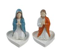 Lot de 2 boîtes à chapelet de la Vierge Marie avec statue de cœur « Je sus » - Cadeau religieux élégant pour les catholiques - Plateau de perles de prière pour la maison, l'église, l'autel et la