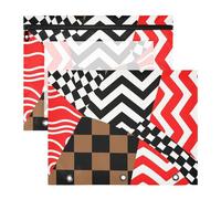 Lot de 2 boîtes à crayons avec fenêtre transparente pour classeur à 3 anneaux, bureau, étudiant, rouge et noir, motif à carreaux
