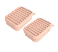 Lot de 2 boîtes à déjeuner rectangulaires en silicone avec couvercles hermétiques et étanches, réutilisables pour la préparation des repas, salades, fruits, soupes et collations (rouge clair)