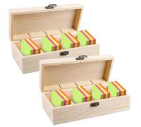 Lot de 2 boîtes à fiches A8 en bois - 25 x 9,5 x 7 cm - Boîte à fiches d'apprentissage - Avec couvercle - Pour bureau, école et maison (fiches non incluses)