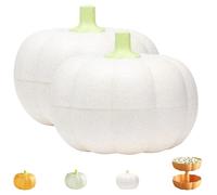Lot de 2 boîtes à goûter empilables en forme de citrouille amovibles pour bonbons, fruits, desserts (blanc)