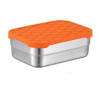 Lot de 2 boîtes à goûter en acier inoxydable à ouverture facile, anti-fuite, récipients alimentaires avec couvercles en silicone, sans BPA, passent au lave-vaisselle (carré 420 ml)
