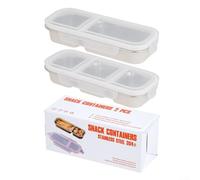 Lot de 2 boîtes à goûter en acier inoxydable avec design anti-fuite et plusieurs compartiments pour le stockage des collations fraîches (blanc)