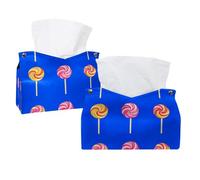 Lot de 2 boîtes à mouchoirs, bonbons colorés, fond bleu, distributeur de serviettes rectangulaires pour chambre à coucher, salle de bain, bureau, maison