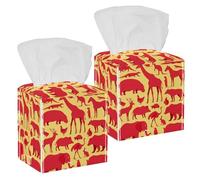 Lot de 2 boîtes à mouchoirs carrées, animaux, éléphant, girafe, coq, autruche, crocodile, étui à mouchoirs en cuir, distributeur de papier pour coiffeuse, commode, table de chevet, comptoir